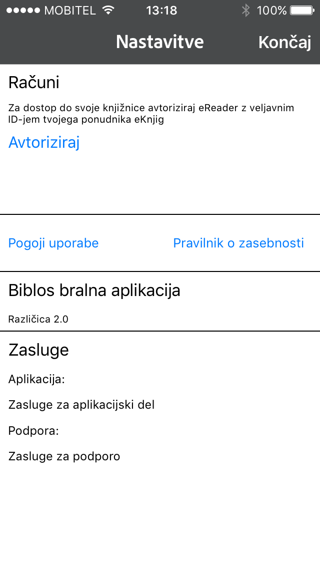 Meni avtorizacija